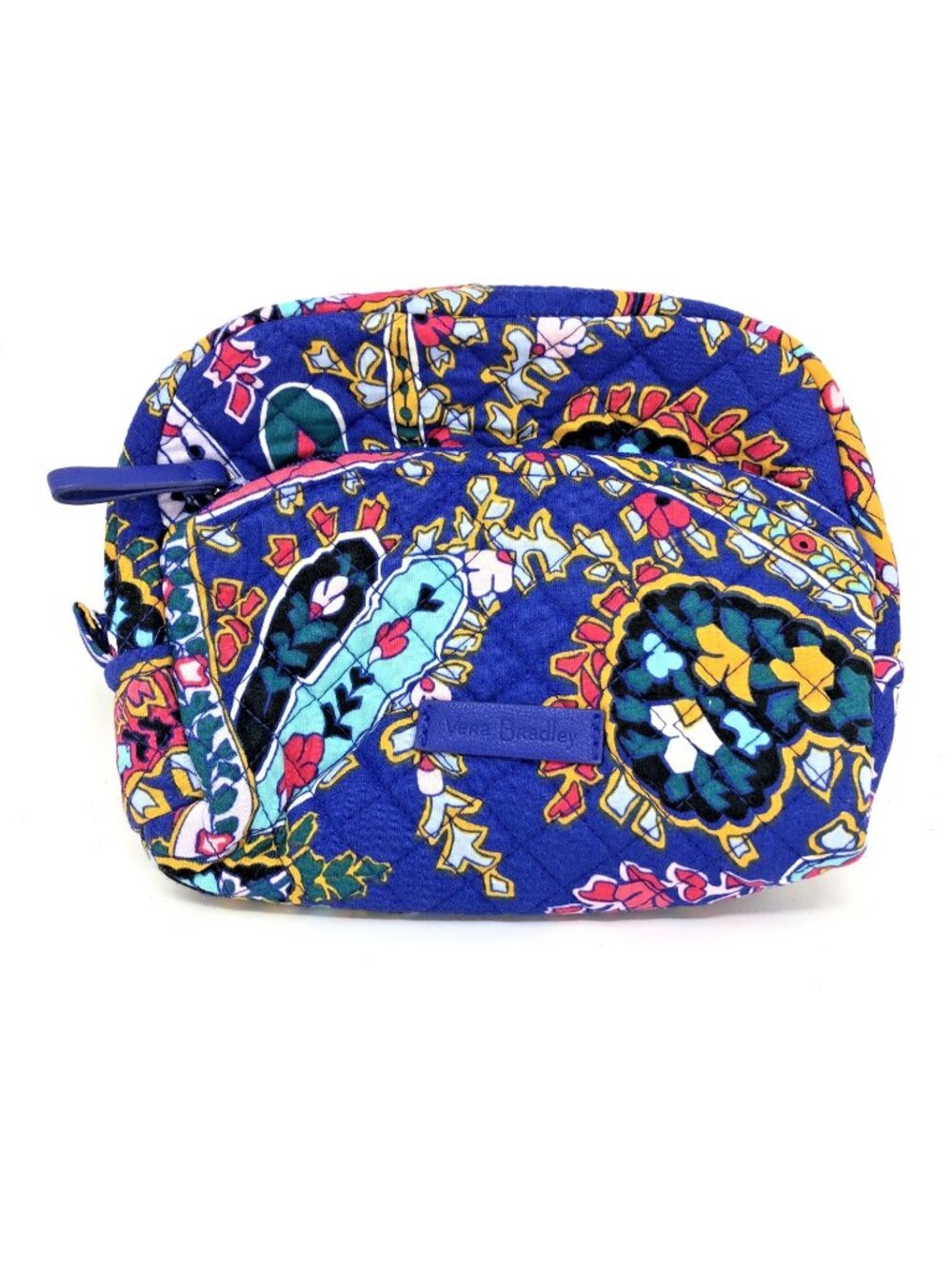 Vera Bradley Bag Small Romantic Paisley Blue Cosmetic Makeup Organizer Quilted
